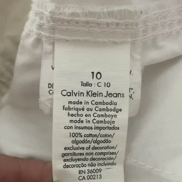 Calvin Klein White Cotton Cargo Pants Size 10 Utility Pocket Casual Minimalist - Picture 13 of 16